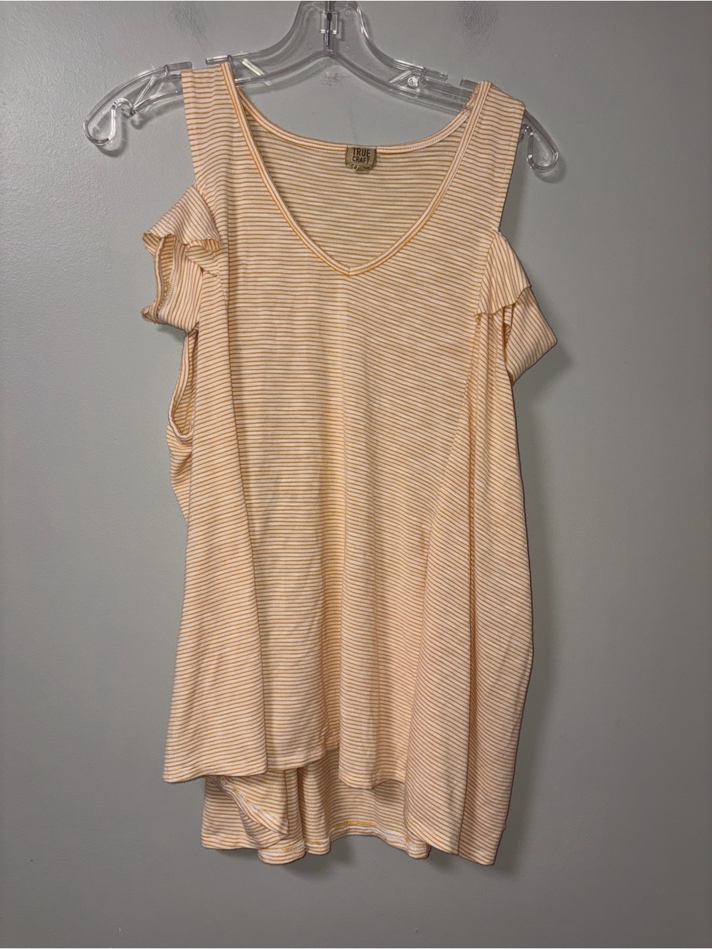 True Craft Yellow Striped Cold Shoulder Top Women’s 2X